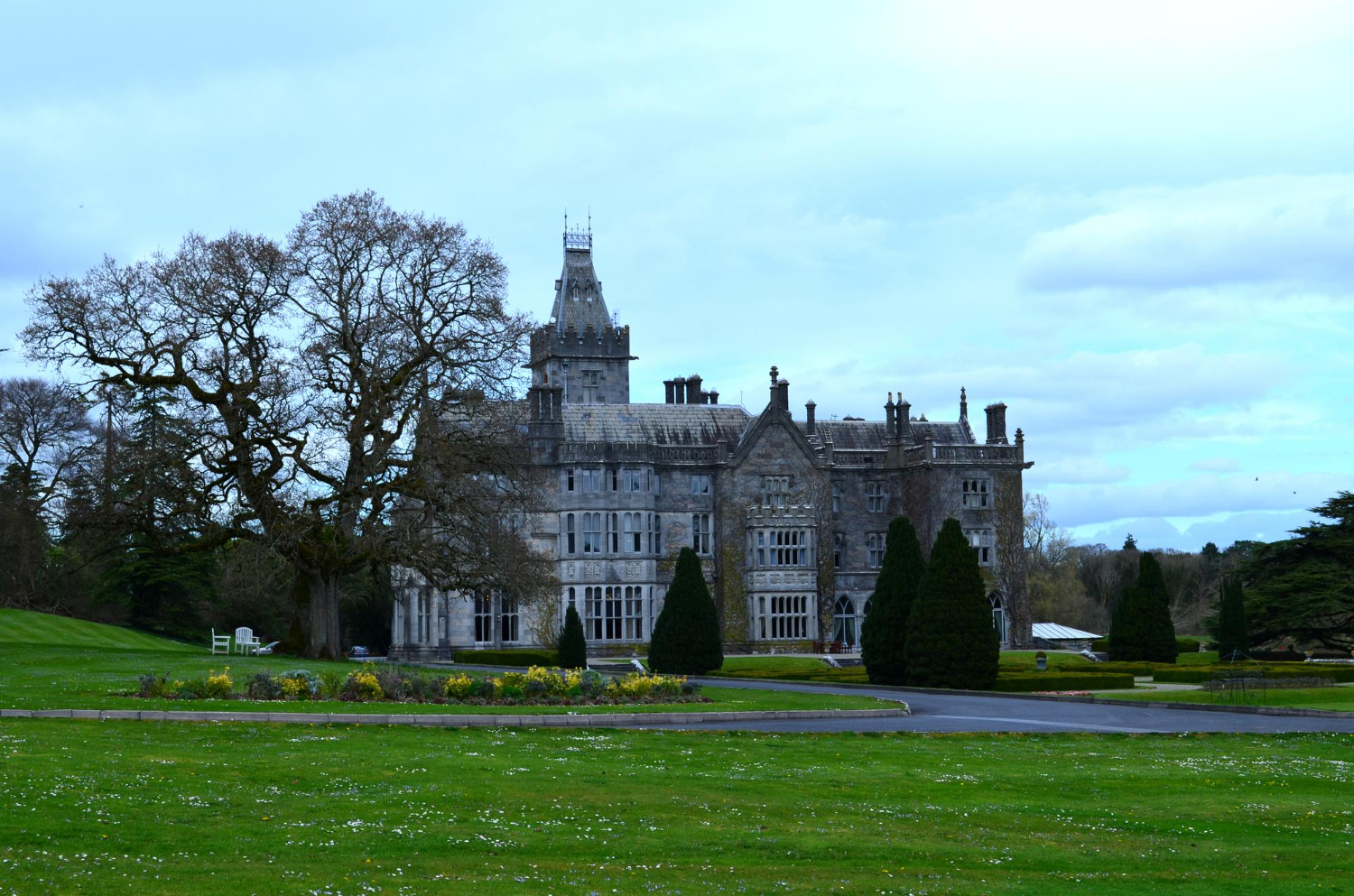 a large old manor in the countryside