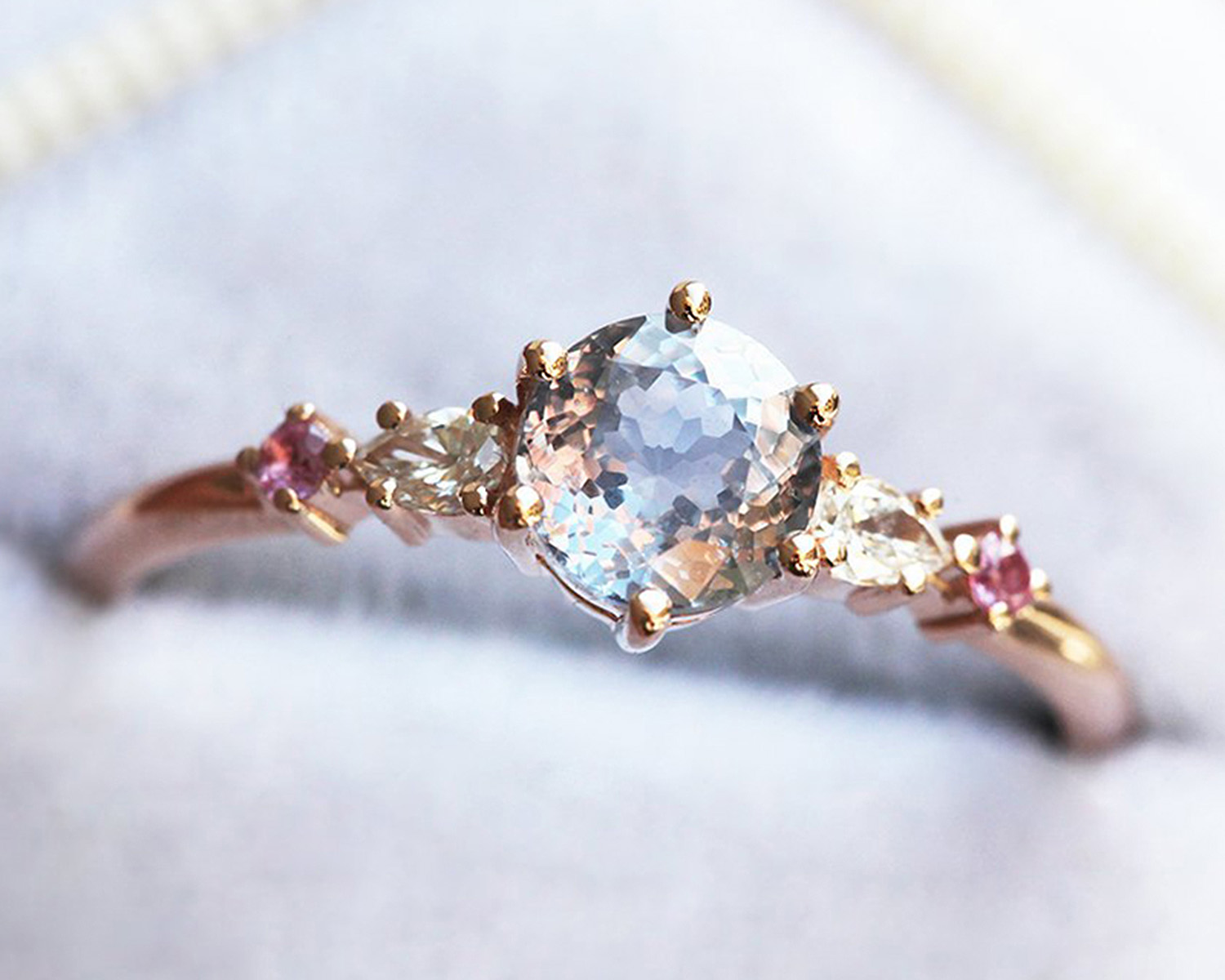 gold engagement ring with a large stone