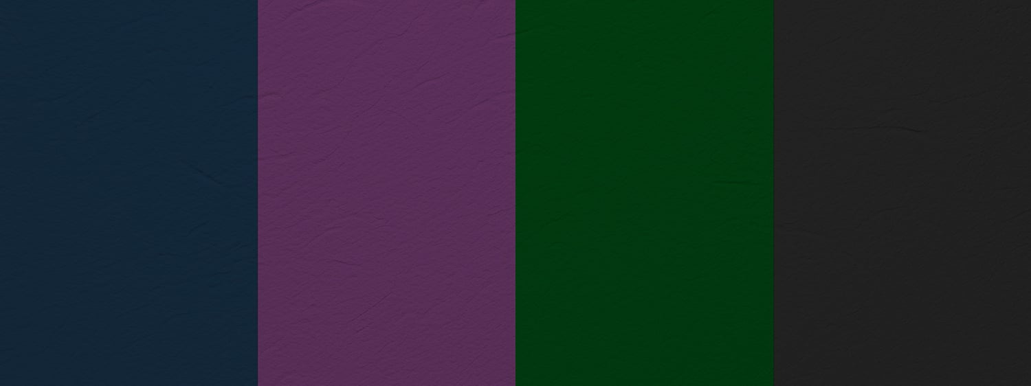 color palette with navy blue, plum purple, emerald green, charcoal