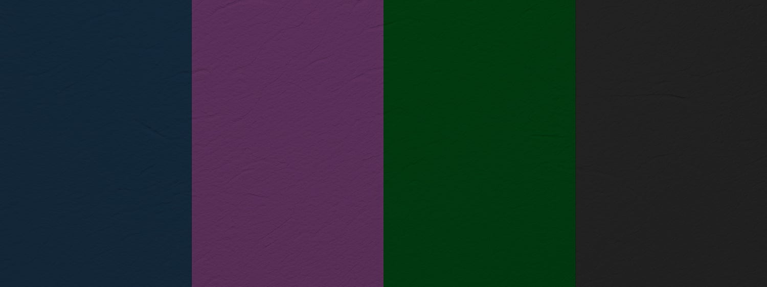 color palette with navy blue, plum purple, emerald green, charcoal