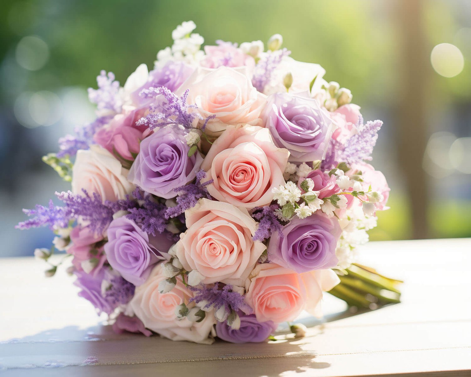 a beautiful flower bouquet with purple and pink flowers