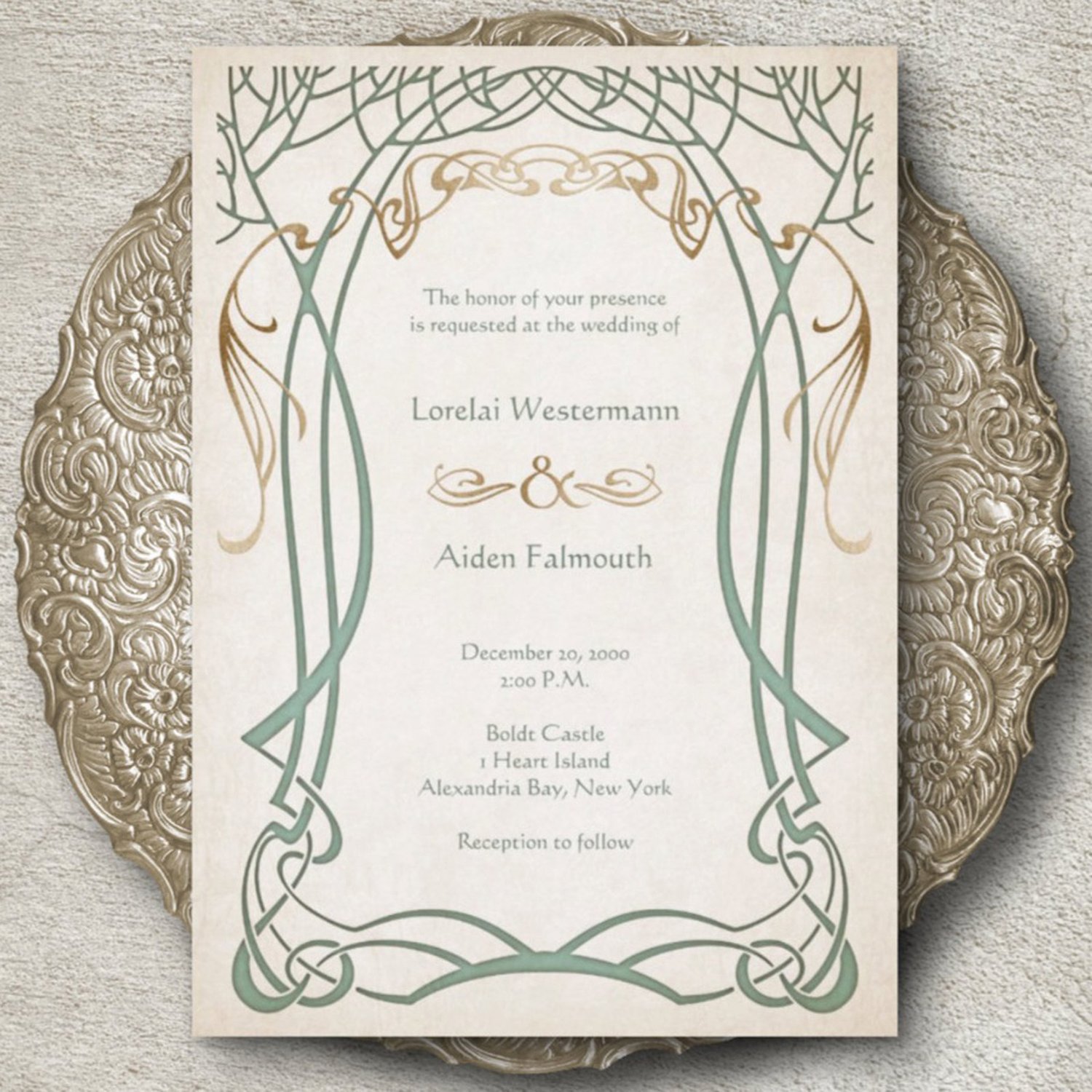 a wedding invitation with a lord of the rings inspired design