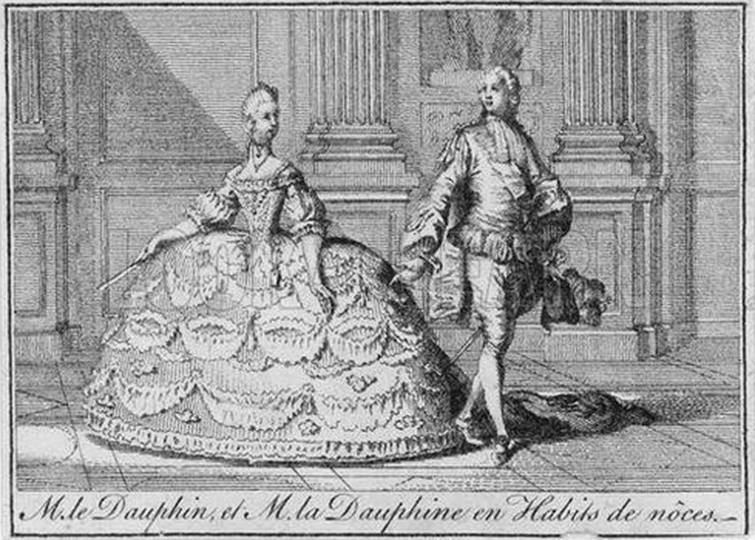 a historic drawing of Marie Antoinette and her husband King Louis