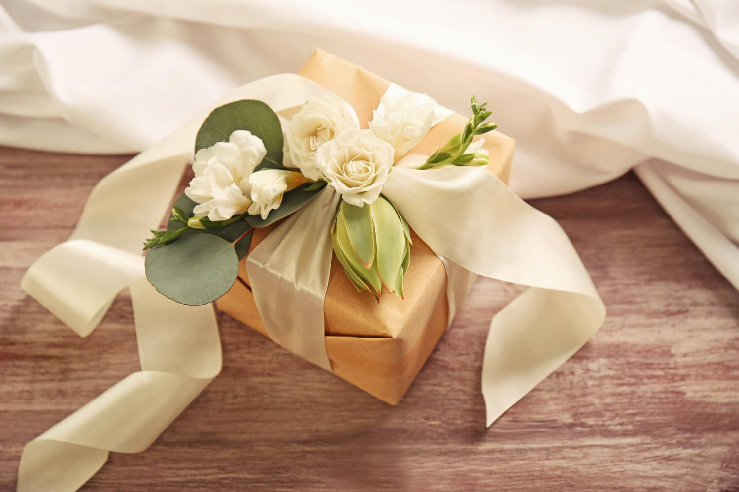 a gift package decorated with a flowers