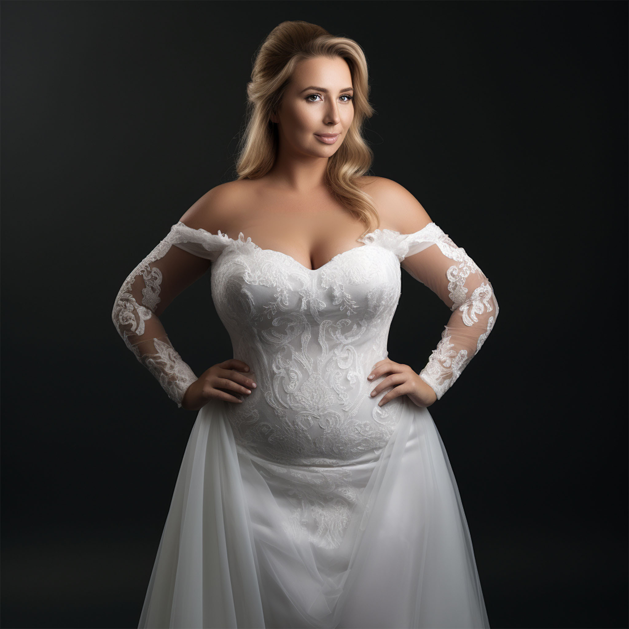 blonde woman with wedding dress