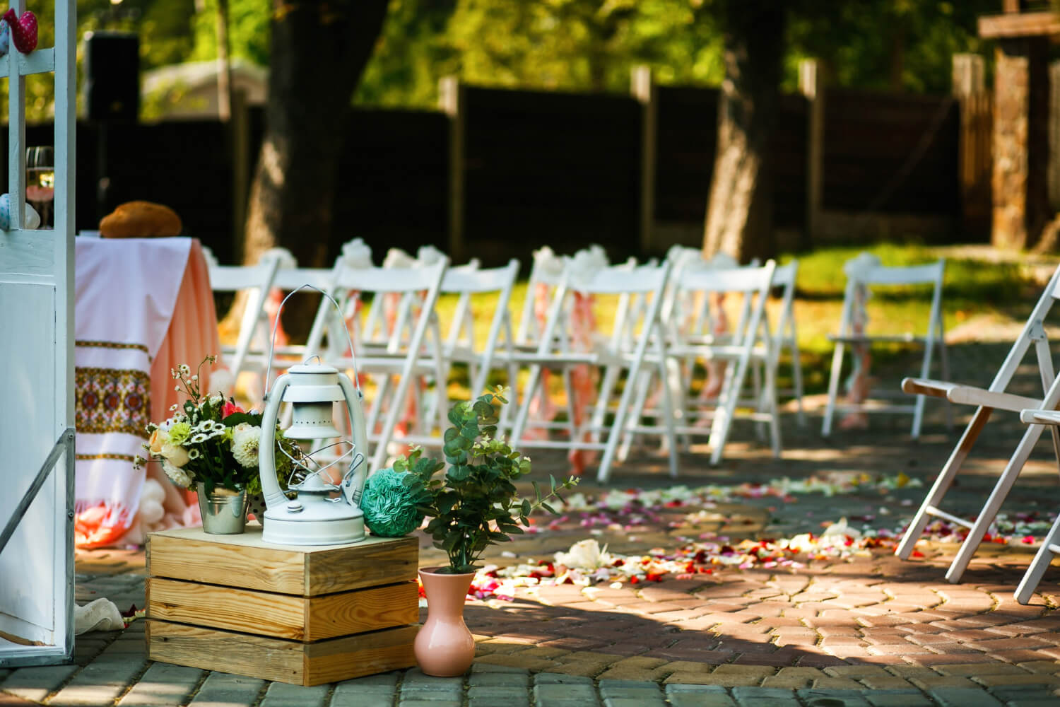 a place to hold an outside wedding ceremony with rustic and wildflower inspired decor